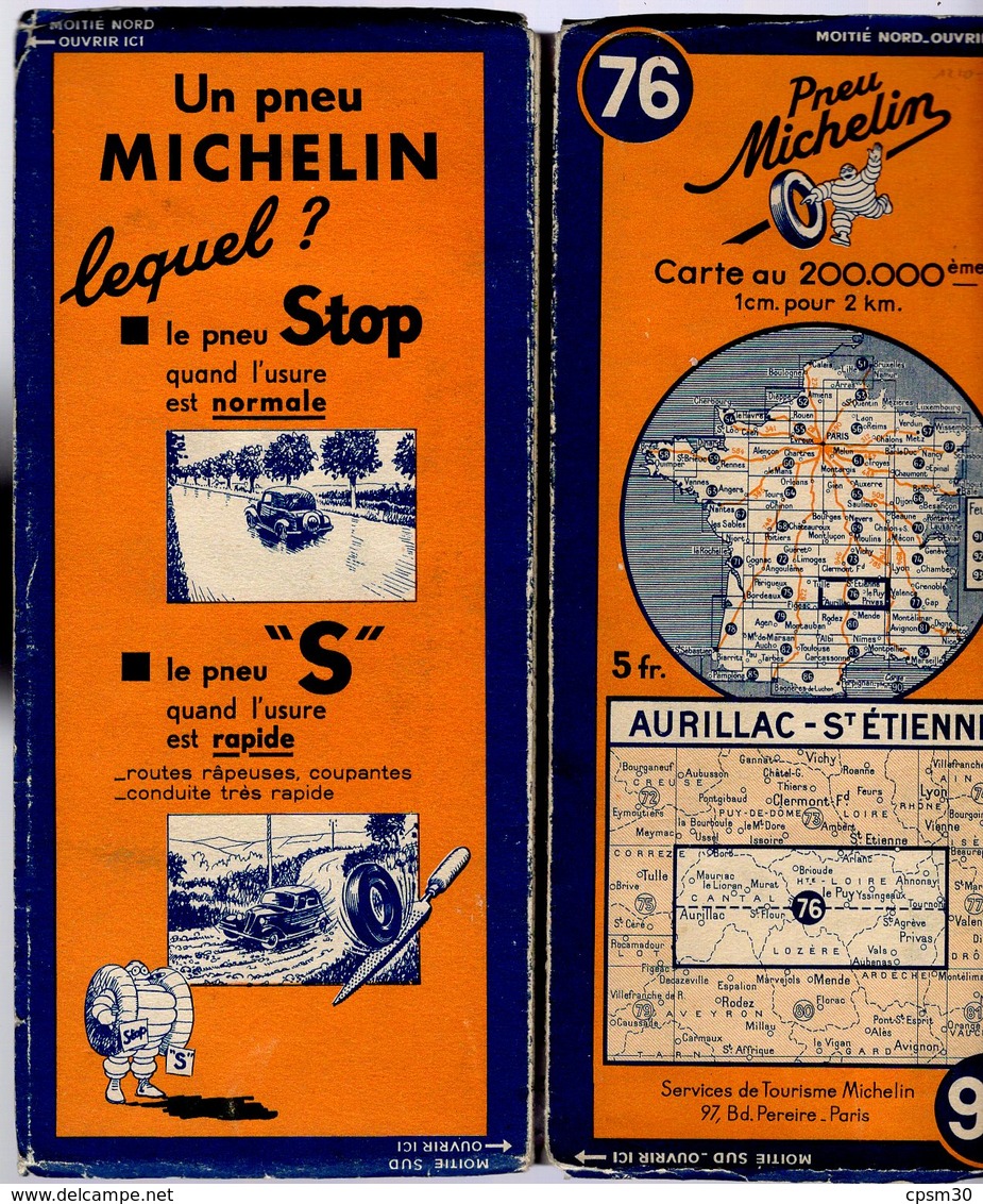 Carte Géographique MICHELIN - N° 076 AURILLAC - St ETIENNE N° 1210-3631 - Cartes Routières