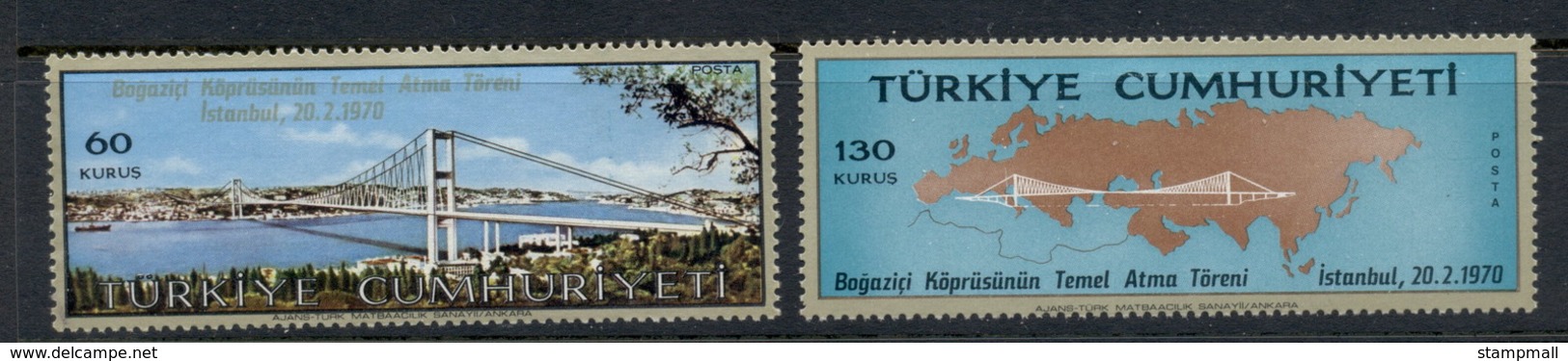 Turkey 1970 Bosphorus Bridge Foundation MLH - Unused Stamps