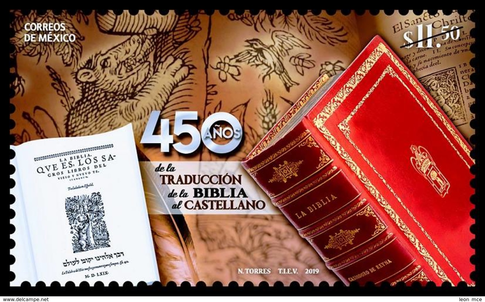 2019 MÉXICO 450 Años Traducción D Biblia Al Castellano MNH, STAMP 450 Years Of The Translation Of The Bible Into Spanish - Mexico