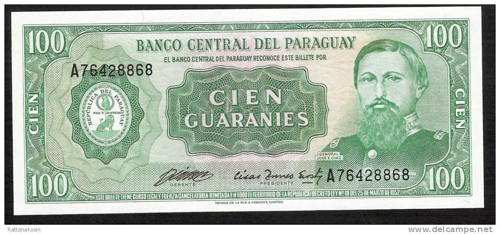 PARAGUAY  P205 100  GUARANIES  L.1952  (1982)   UNC. - Paraguay