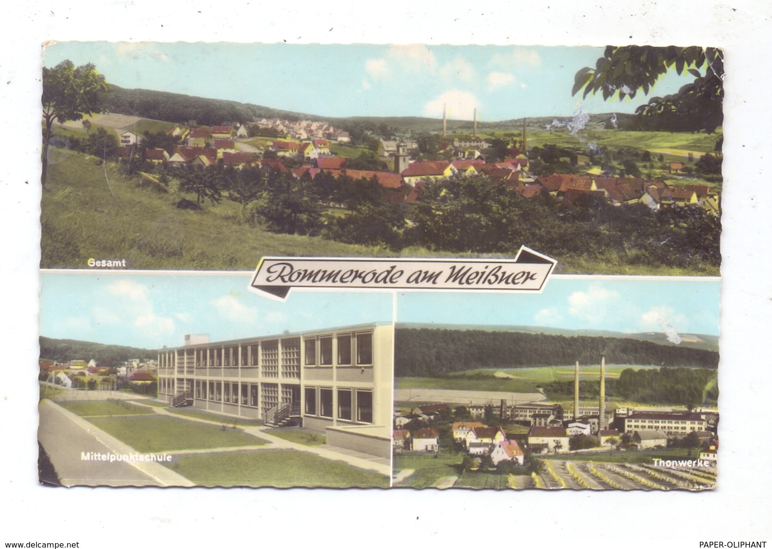 3432 GROSSALMERODE - ROMMERODE, Thonwerke, Mittelpunktschule, Panorama - Eschwege