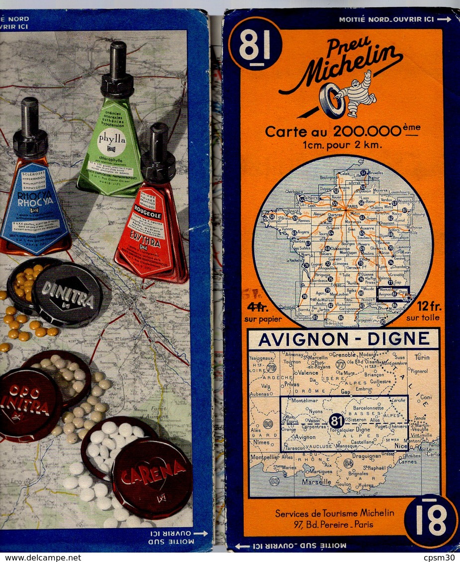 Carte Géographique MICHELIN - N° 081 AVIGNON - DIGNE N° 127-3628 - Cartes Routières