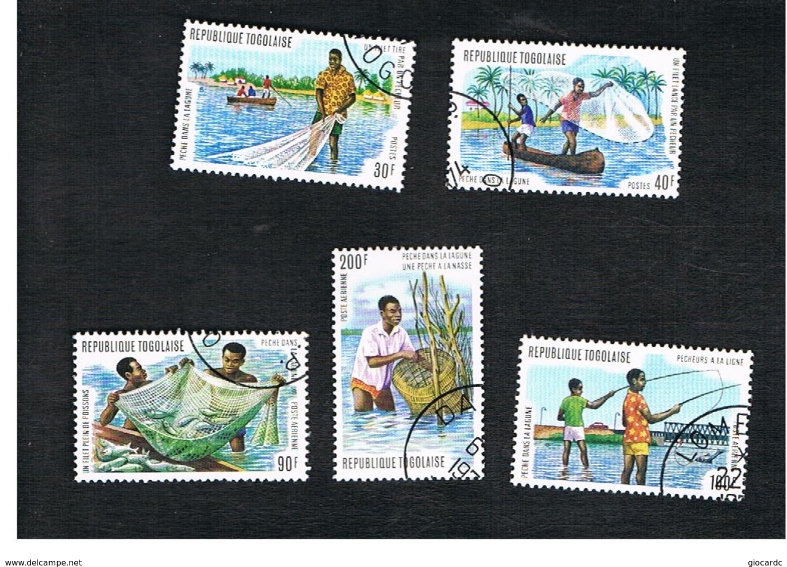 TOGO  - SG 1008.1012  -   1974  LAGOON FISHING  (C0MPLET SET OF 5)  - USED ° - Togo (1960-...)