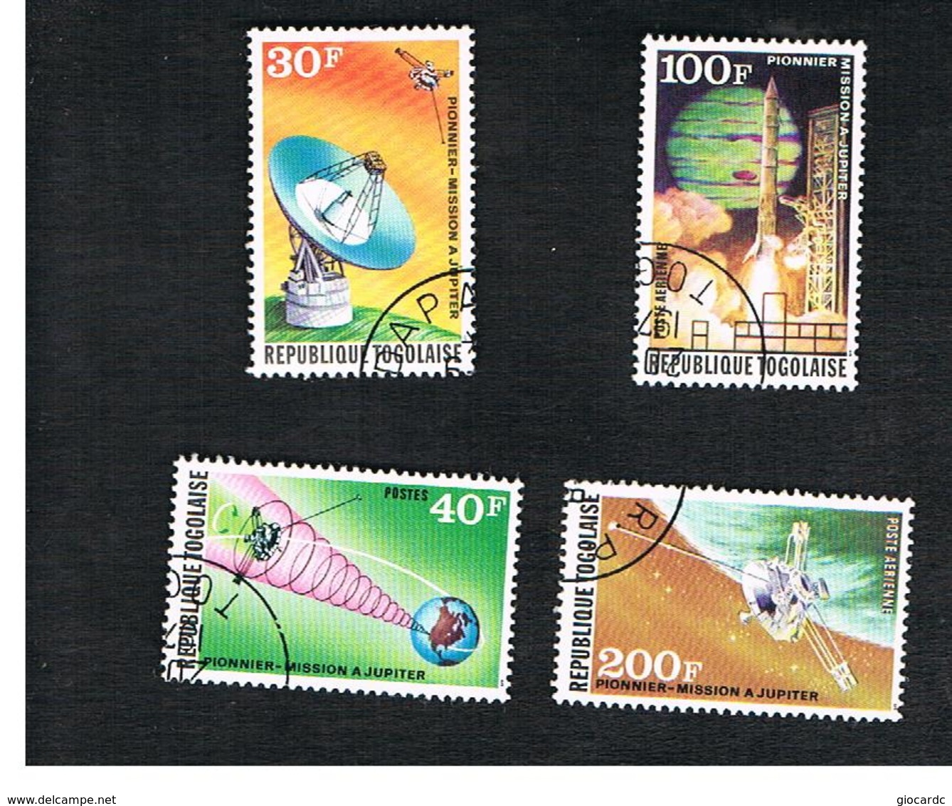 TOGO  - SG 1014.1017  -   1974  U.S. "JUPITER" SPACE MISSION  (C0MPLET SET OF 4)  - USED ° - Togo (1960-...)