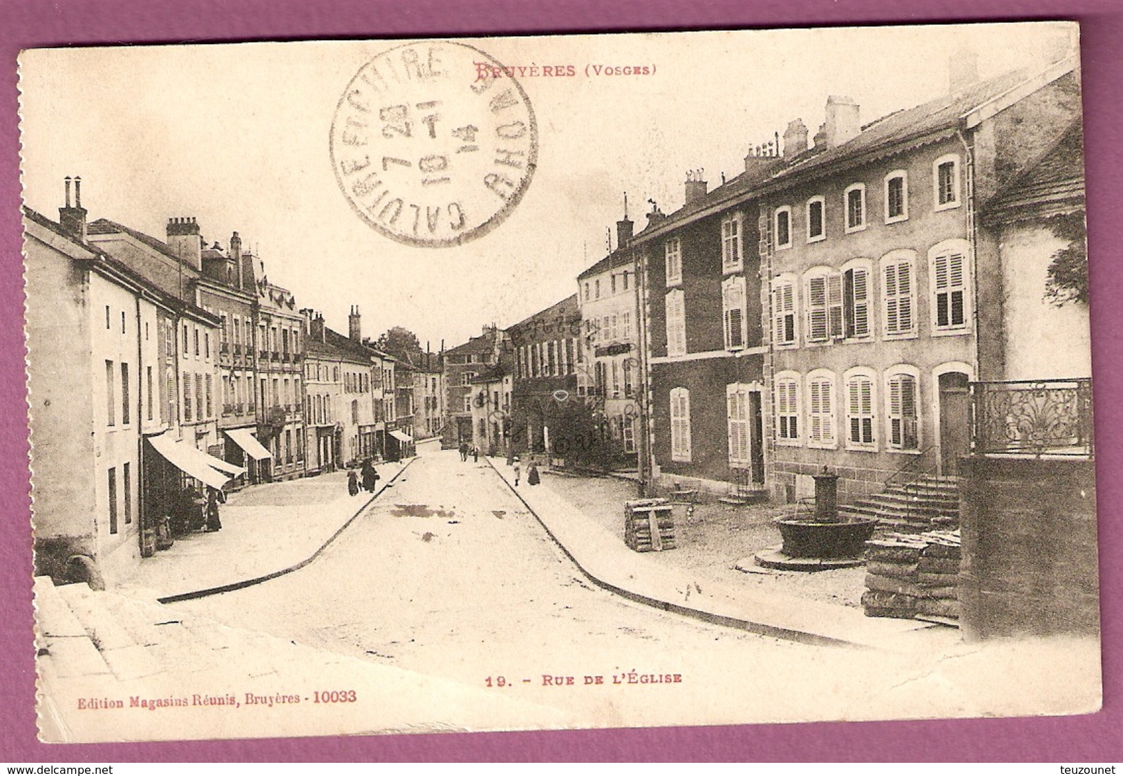 Cpa Bruyeres Rue De L'Eglise - édit. Magasins Réunis 10 033  - 2 Scans - Bruyeres