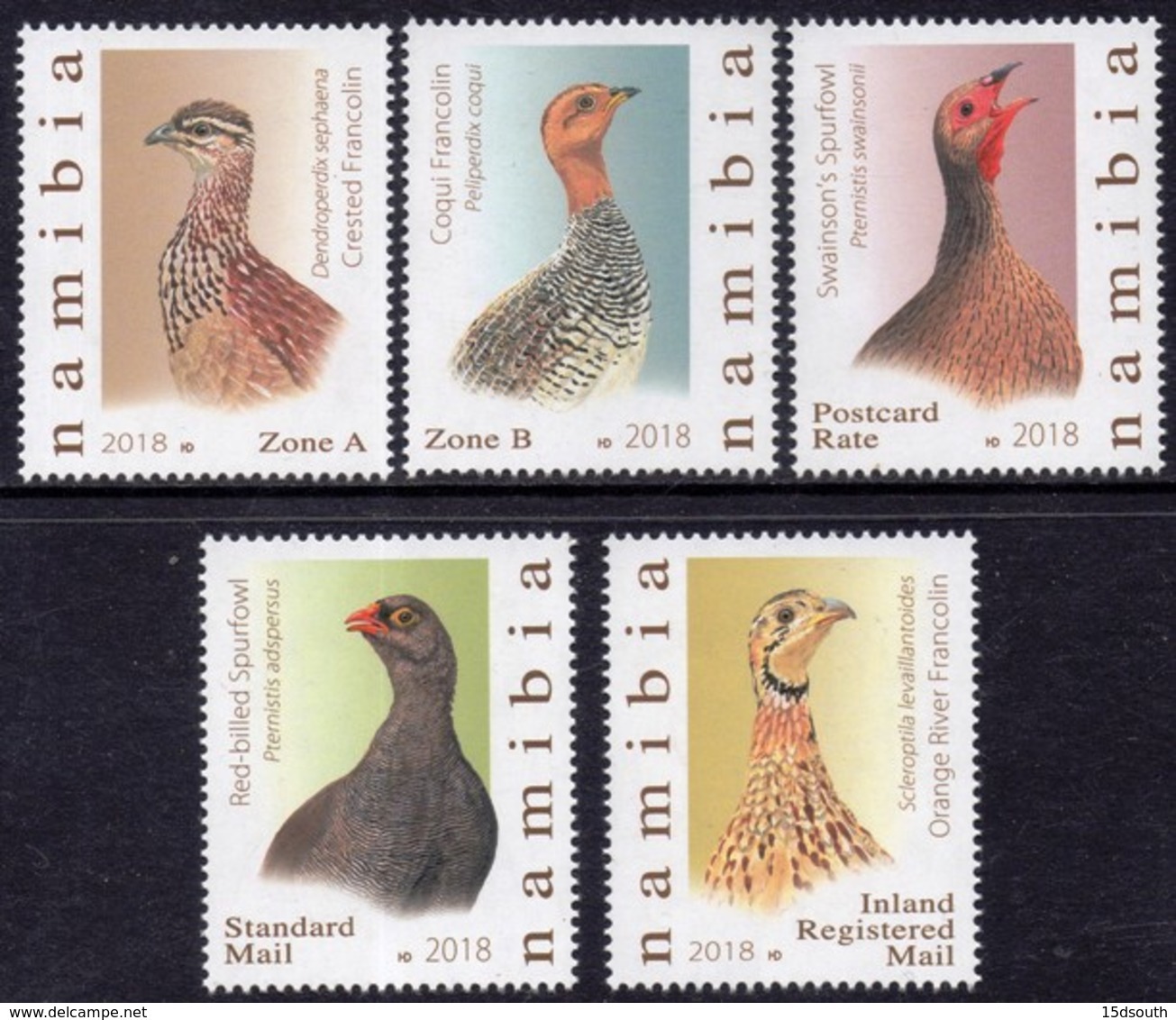 Namibia - 2018 Francolins And Spurfowl Set (**) - Galline & Gallinaceo