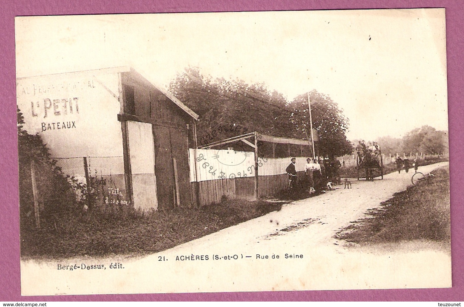 Cpa Acheres Rue De La Seine - édit. Berge Dessus - 2 Scans - Acheres