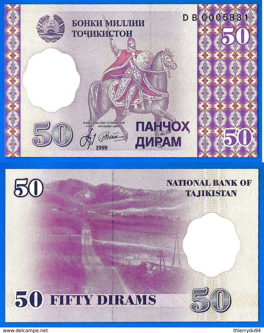 Tadjikistan 50 Dirams 1999 NEUF UNC Prefix DB Cheval Horse Tajikistan Asie Asia Dirhams Dirams Dirham - Tadjikistan