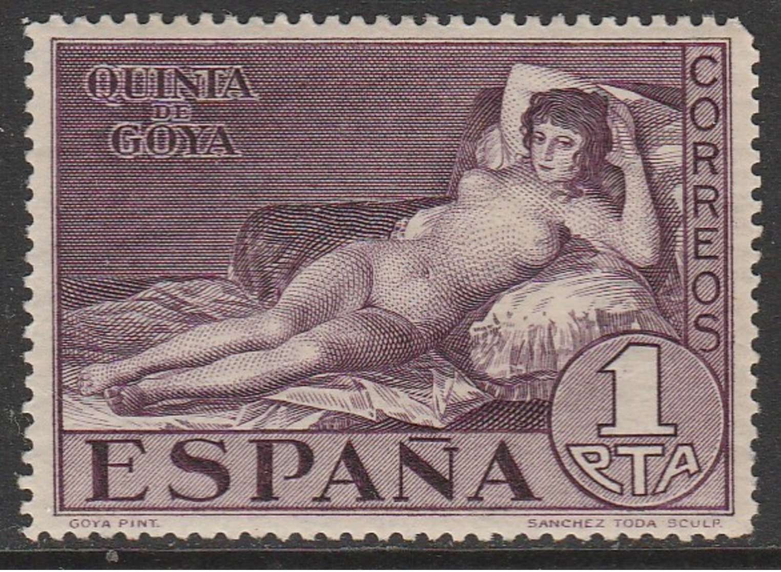 Spain 1930 The 100th Anniversary Of The Death Of Francisco De Goya 1 Pta Violet SW 479 * M/M - Unused Stamps