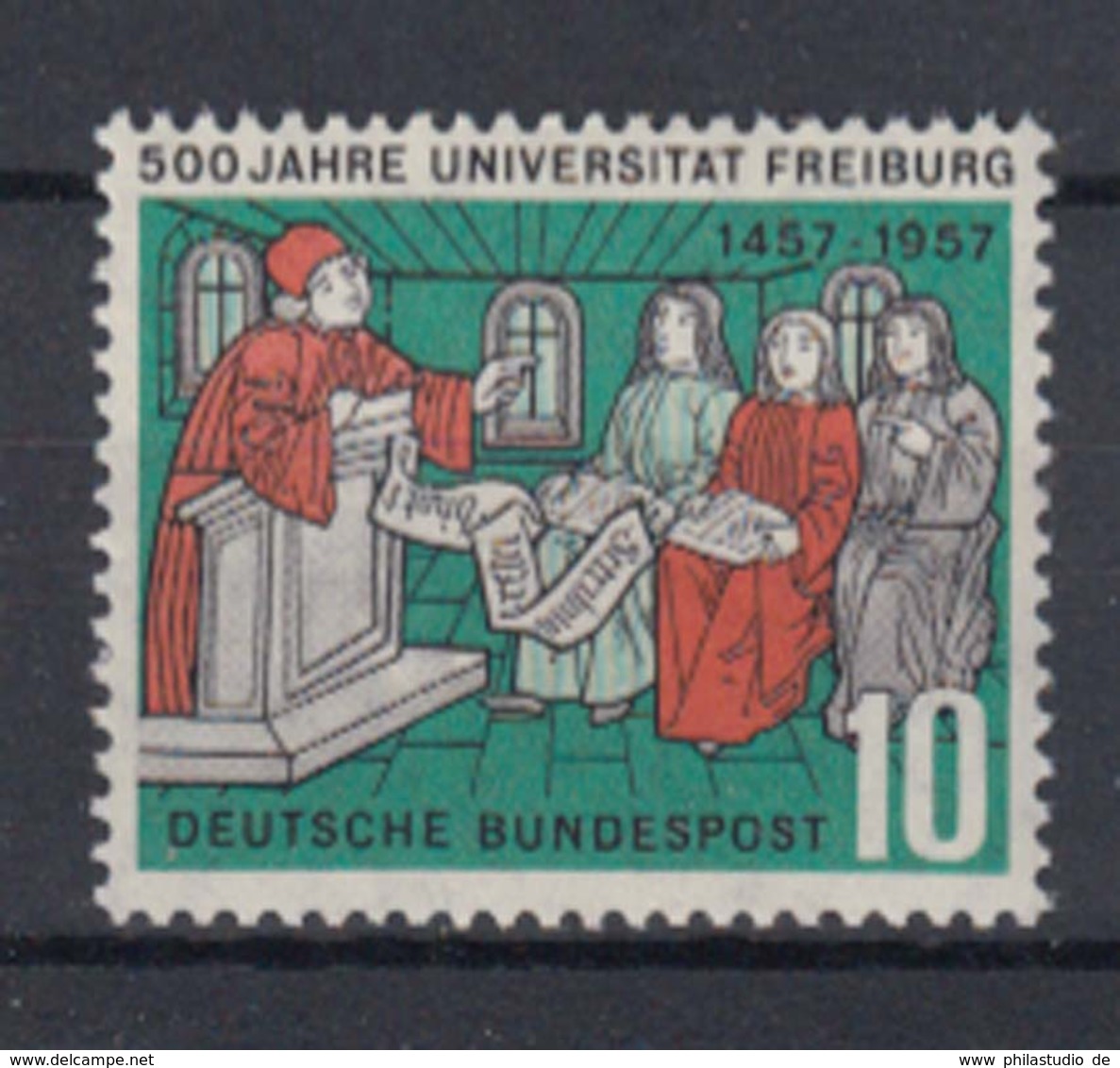 Bund 256 II Mit Plattenfehler 500 Jahre Universität Freiburg 10 Pf Postfrisch - Abarten Und Kuriositäten