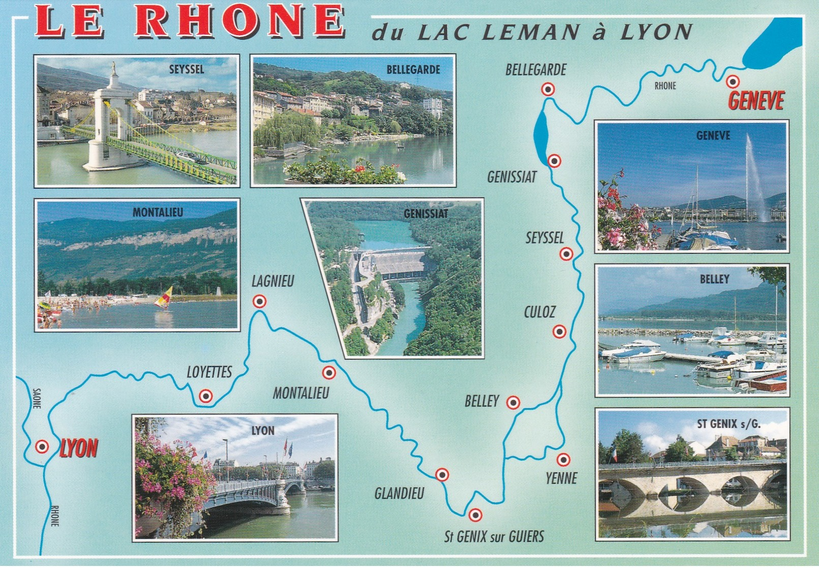 CPM - Carte Géographique - France  Le Rhone  Du Léman à Lyon - Carte Geografiche