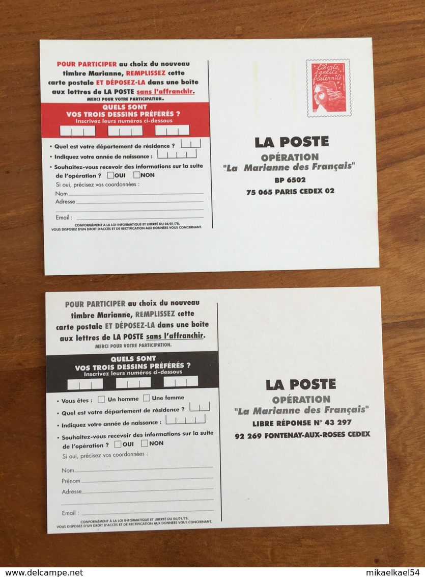 PAP 2 Cartes-réponse - Opération "La Marianne Des Français" - 2003 - Neuf ** - Prêts-à-poster: TSC Et Repiquages Semi-officiels