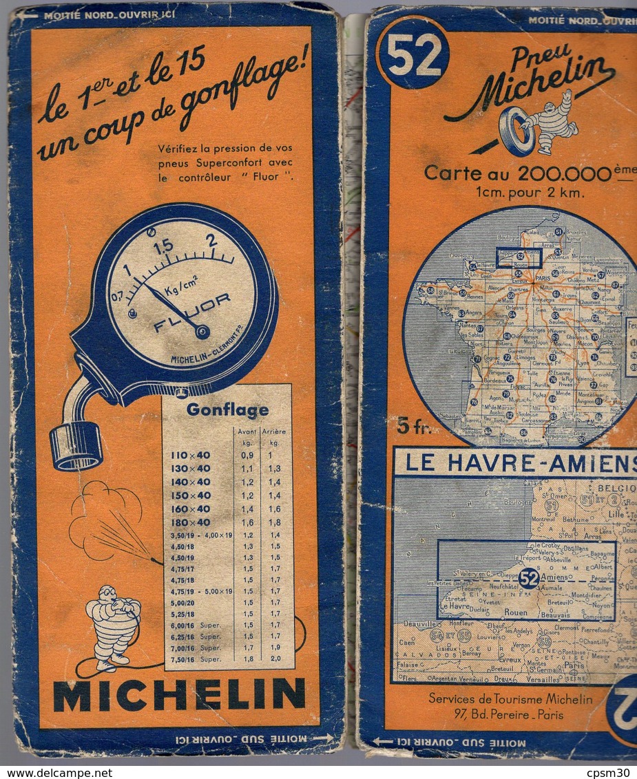 Carte Géographique MICHELIN - N° 052 LE HAVRE - AMIENS N° 1111-3632 - Cartes Routières