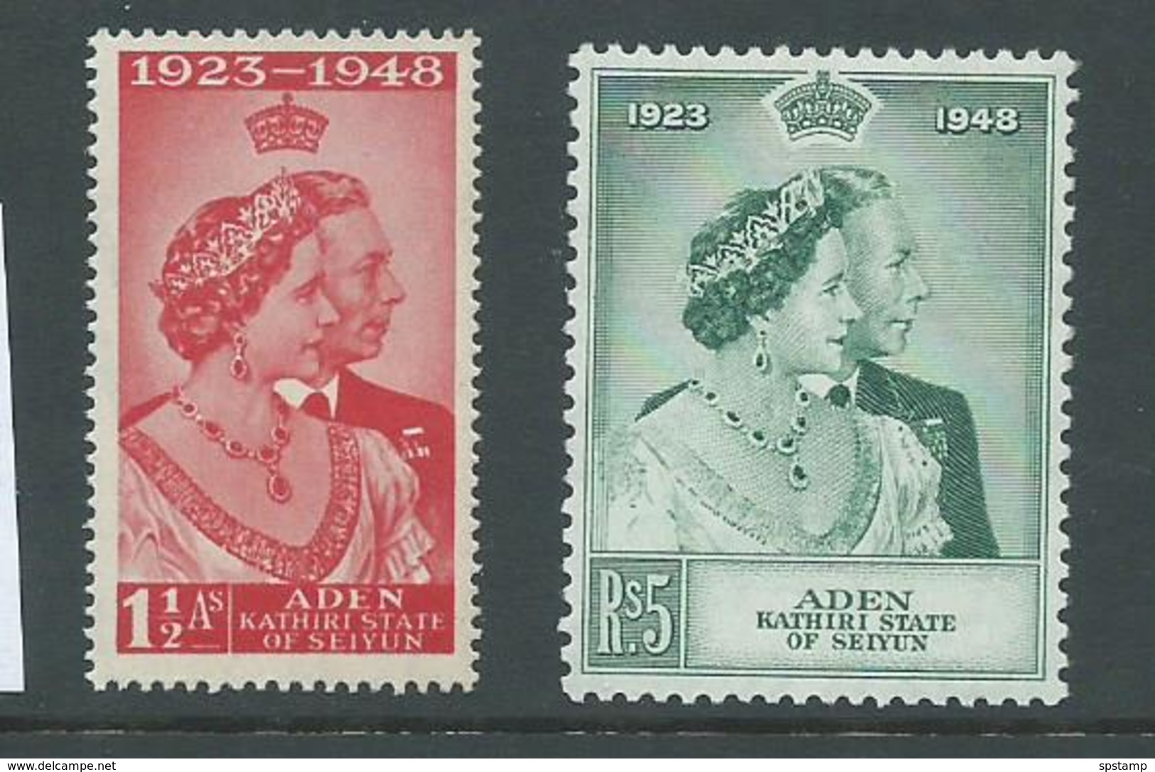 Aden Kathiri State Seiyun 1949 KGVI Silver Wedding Set 2 MLH - Aden (1854-1963)