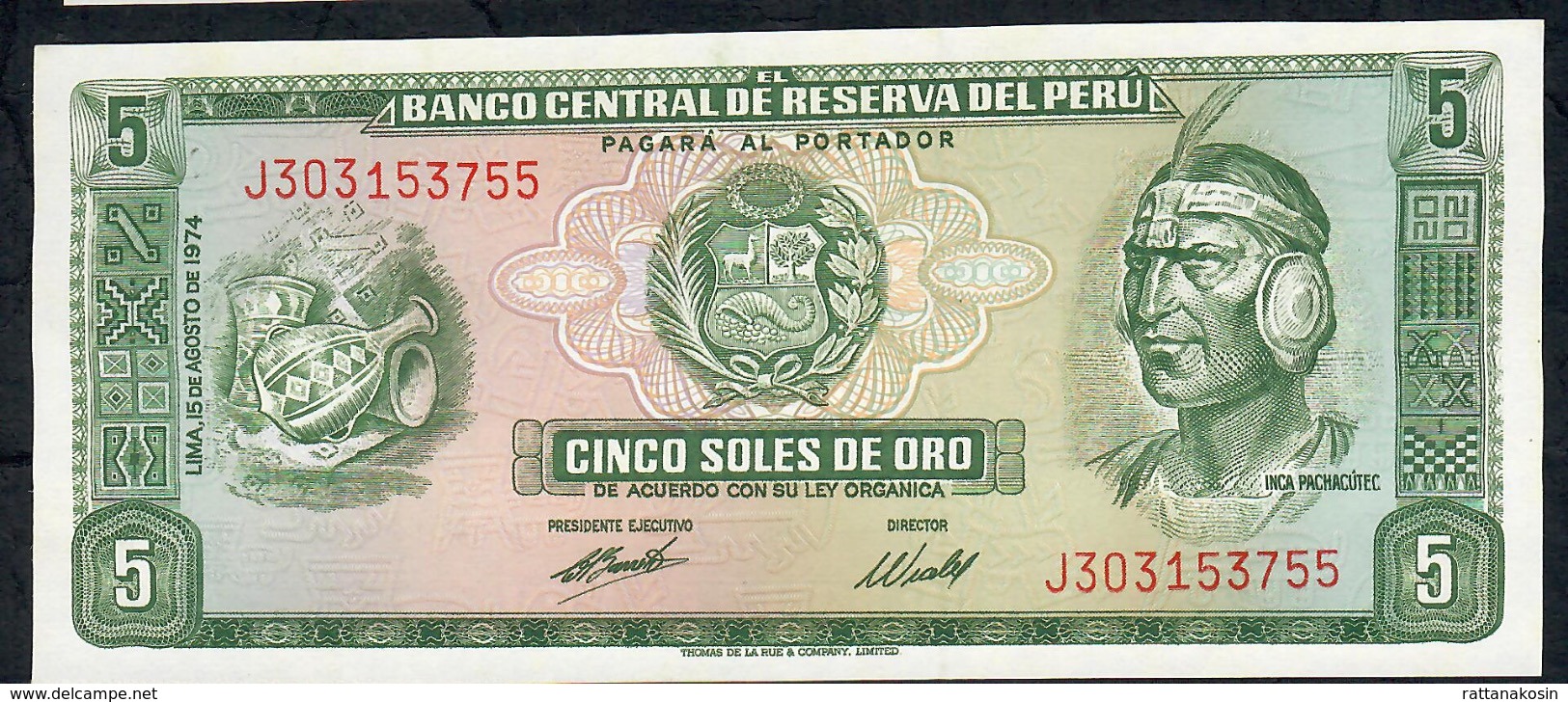 PERU  P99c   5   SOLES DE ORO    1974 DATE 15.8.1974   UNC. - Pérou