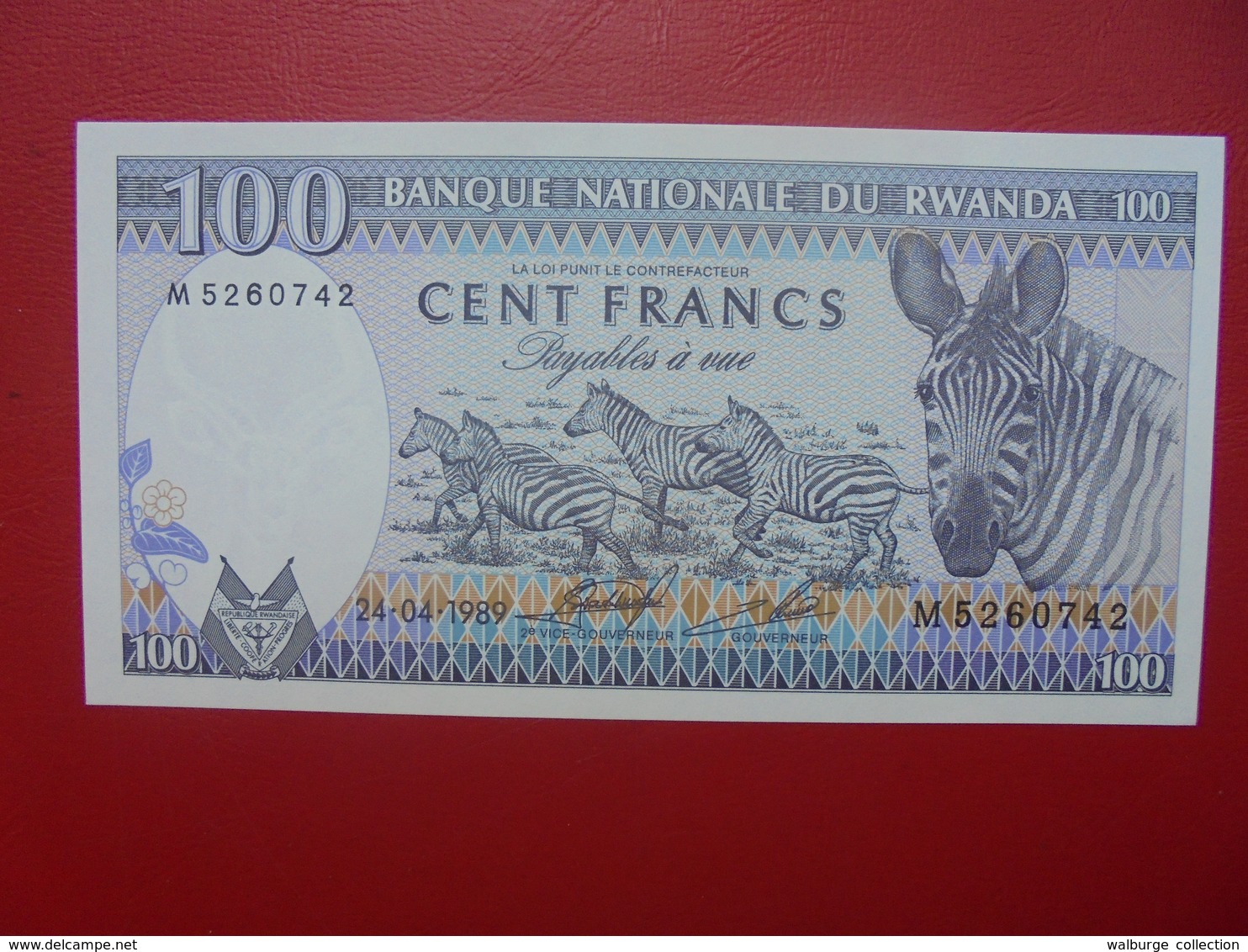 RWANDA 100 FRANCS 1989 PEU CIRCULER (B.6) - Rwanda