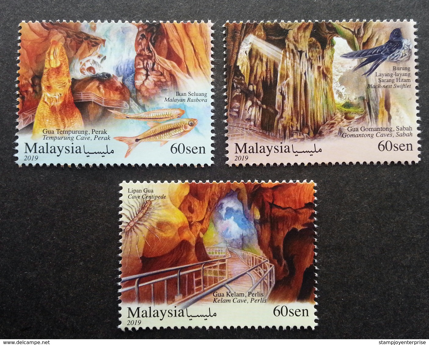 Malaysia Caves 2019 Cave Bird Nest Fish Insect Fauna Nature Tourism Minerals (stamp) MNH - Malesia (1964-...)