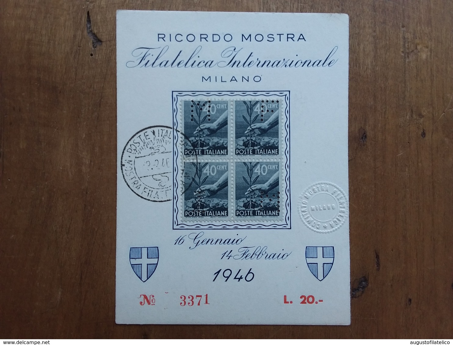 REPUBBLICA - Cartolina Ricordo Mostra Filatelica Di Milano 1946 - Perfins + Spese Postali - 1946-60: Used