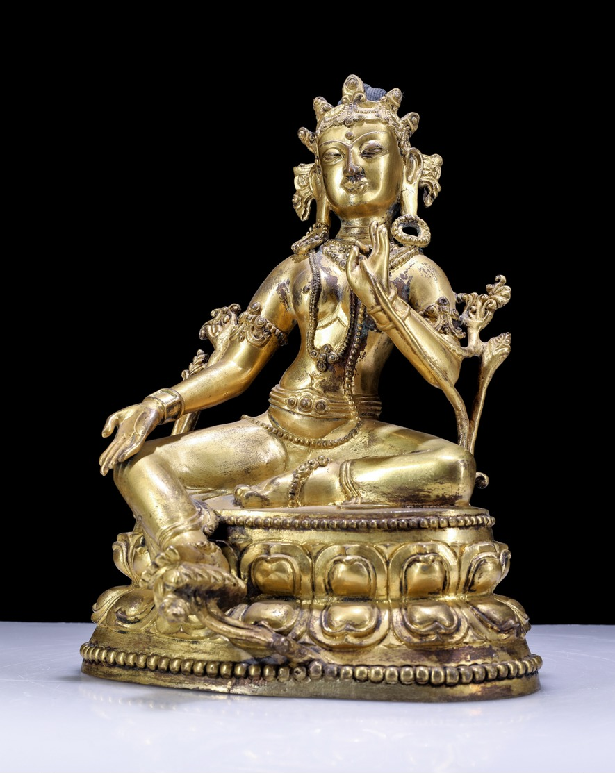 ​​​​​​​China Ancient Tibet Buddhism Copper Gilt Buddha Statue - Arte Orientale