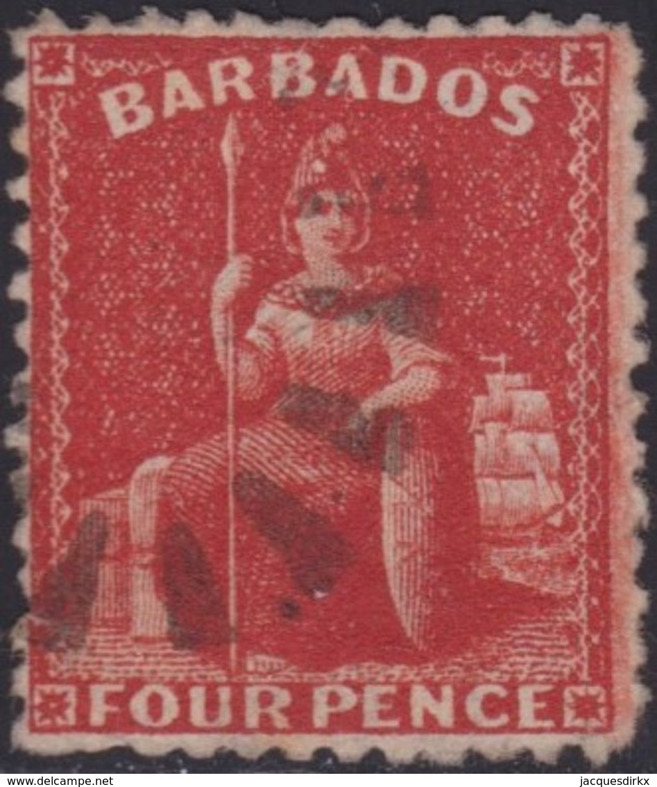 Barbados    .   SG  .    68X  Wmk Reversed       .      O   .   Cancelled      .   /   .    Gebruikt - Barbades (...-1966)