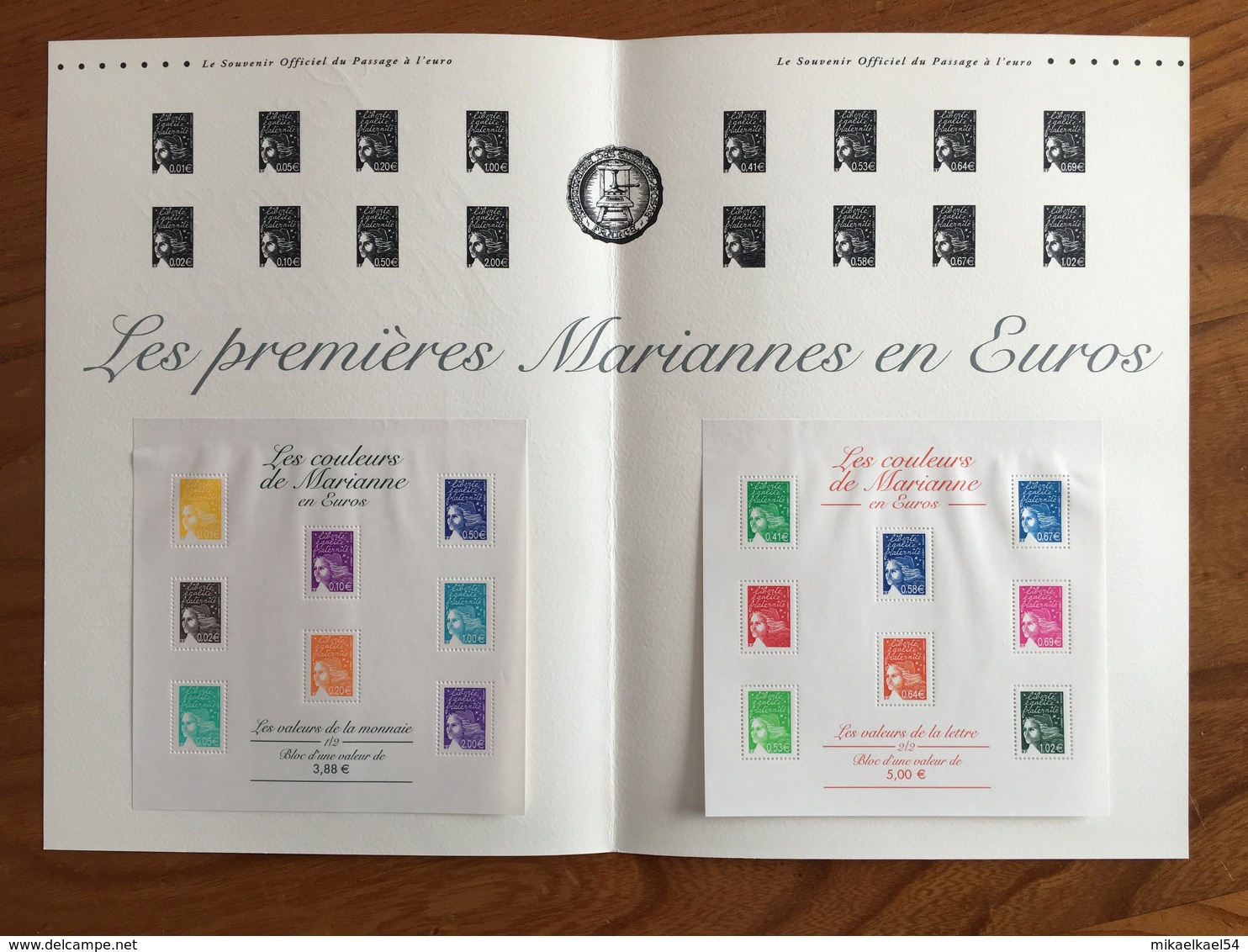 DOCUMENT DE LA POSTE "Les Premières Mariannes En Euros" - Blocs Marianne De Luquet Y&T 44 Et 45 - Neuf ** - Neufs