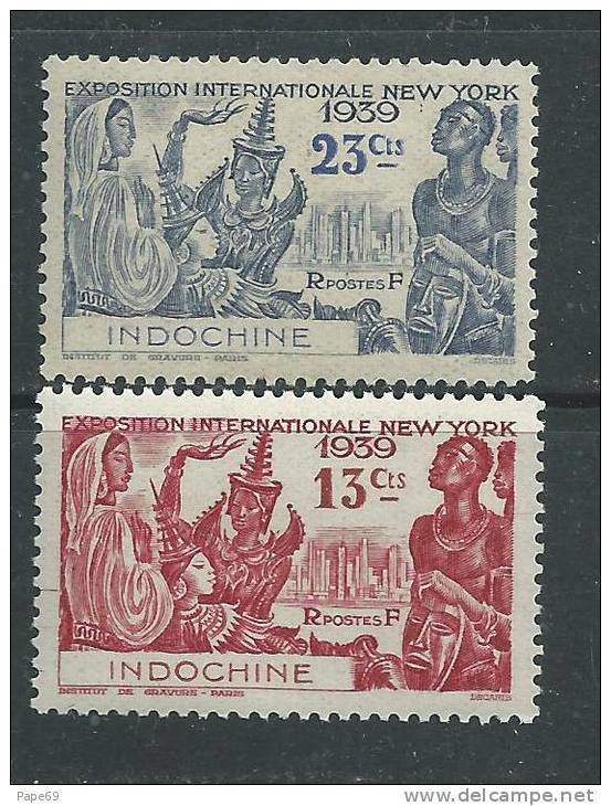 Indochine N° 203 / 04 XX  Exposition Internationale De New York  La Paire Sans Charnière, Gomme Coloniale SinonTB - Neufs