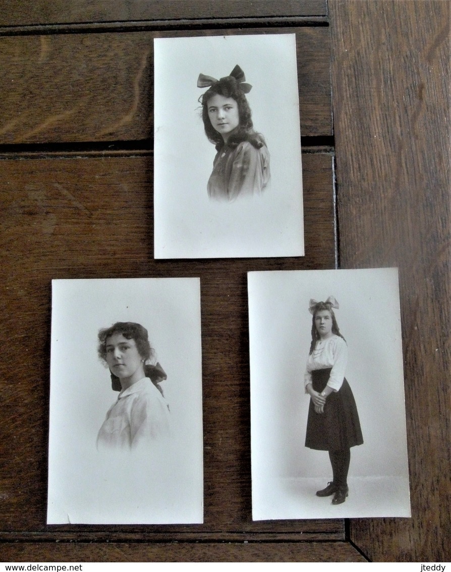 LOT Van 3 FOTO -postkaarten In SEPIA Kleur ( Bruinachtig ) Door Fotograaf B .  WILLEMSEN   Hopmarkt  AALST - Personnes Identifiées