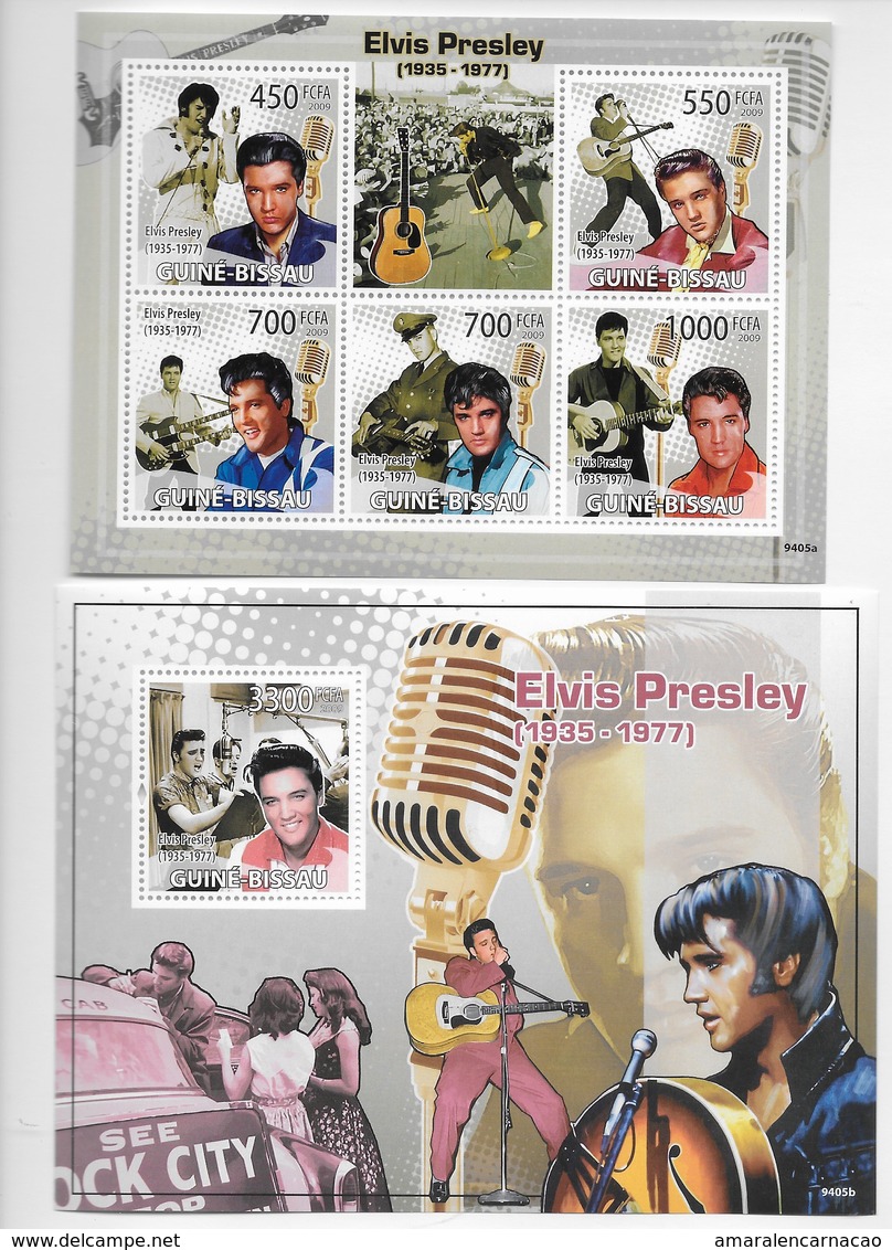 TIMBRES - STAMPS - SELLOS - GUINÉE-BISSAU / GUINÉ-BISSAU - 2009 - ELVIS PRESLEY - SERIE ET BLOC AVEC TIMBRES NEUFS - MNH - Elvis Presley