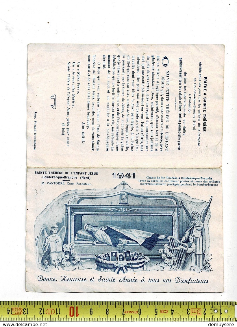 KL 9933 - SAINTE THERESE DE L ENFANT JESUS COUDEKERQUE BRANCHE - CALENDRIER 1941 - Devotion Images