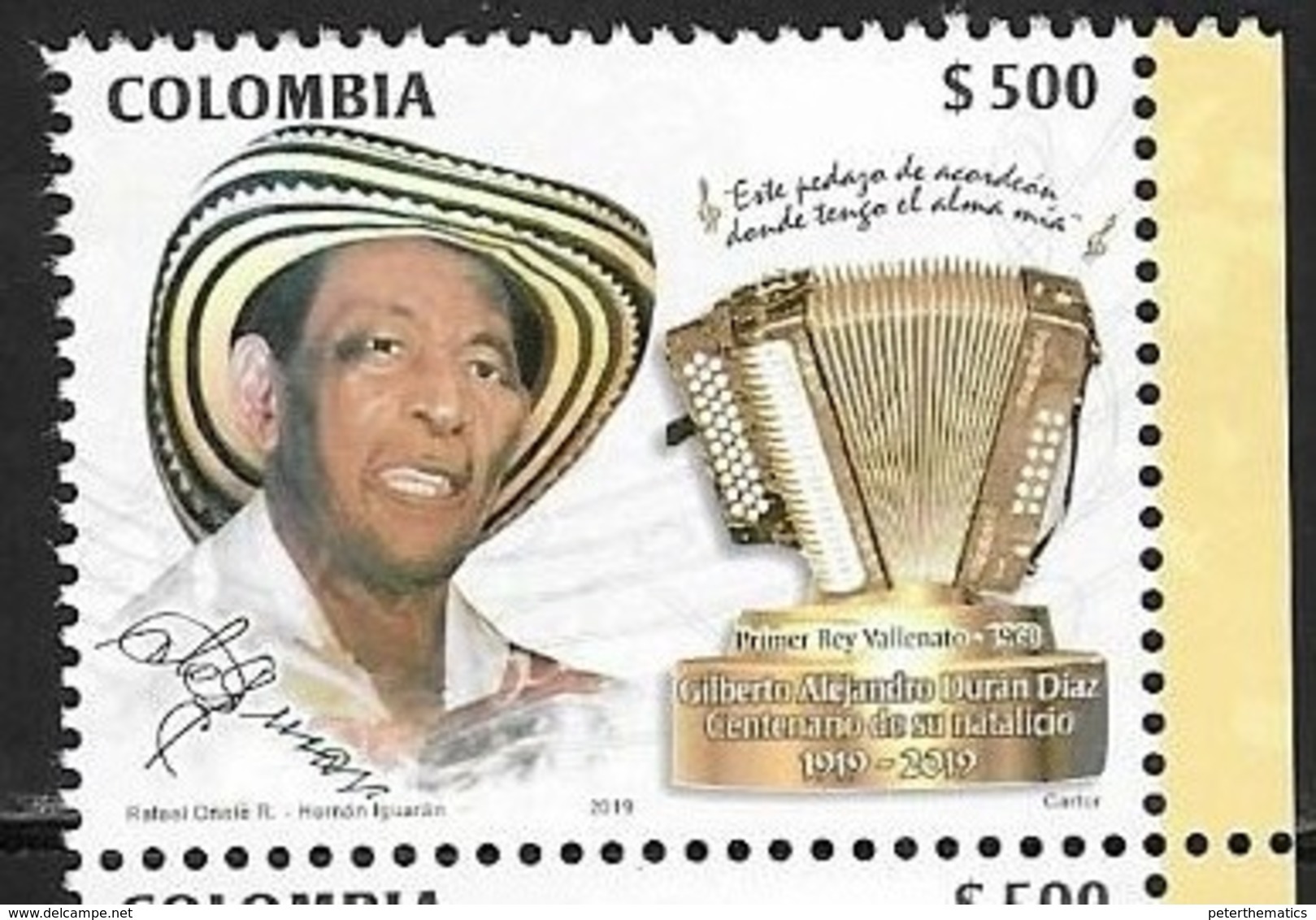 COLOMBIA, 2019, MNH,MUSIC, GILBERTO DIAZ,1v - Music