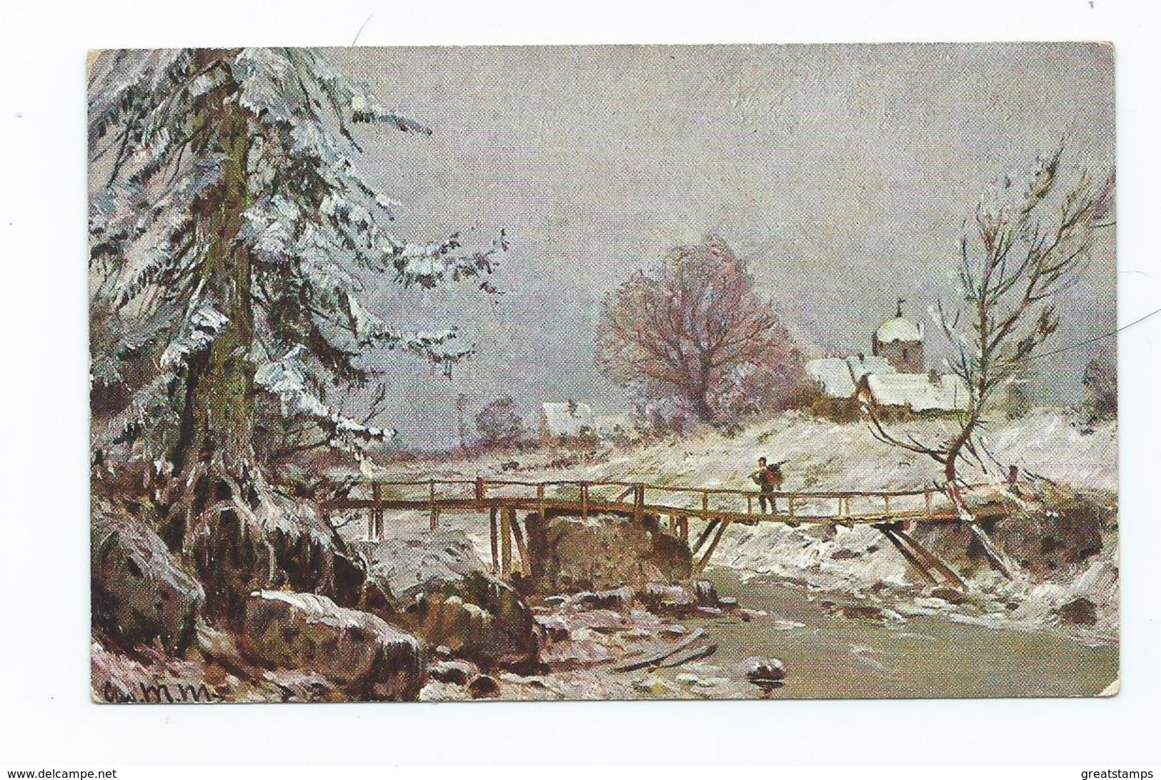 Postcard Winter Series No 5413 Unused S.hilesheimer Winter Scene Snow - Other & Unclassified