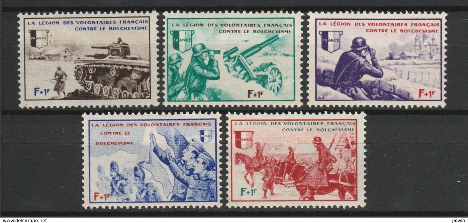 FRANCE LVF / L.V.F. (LEGION DES VOLONTAIRES FRANCAIS) 1942 YT N° 6 à 10 * SERIE BORODINO - War Stamps