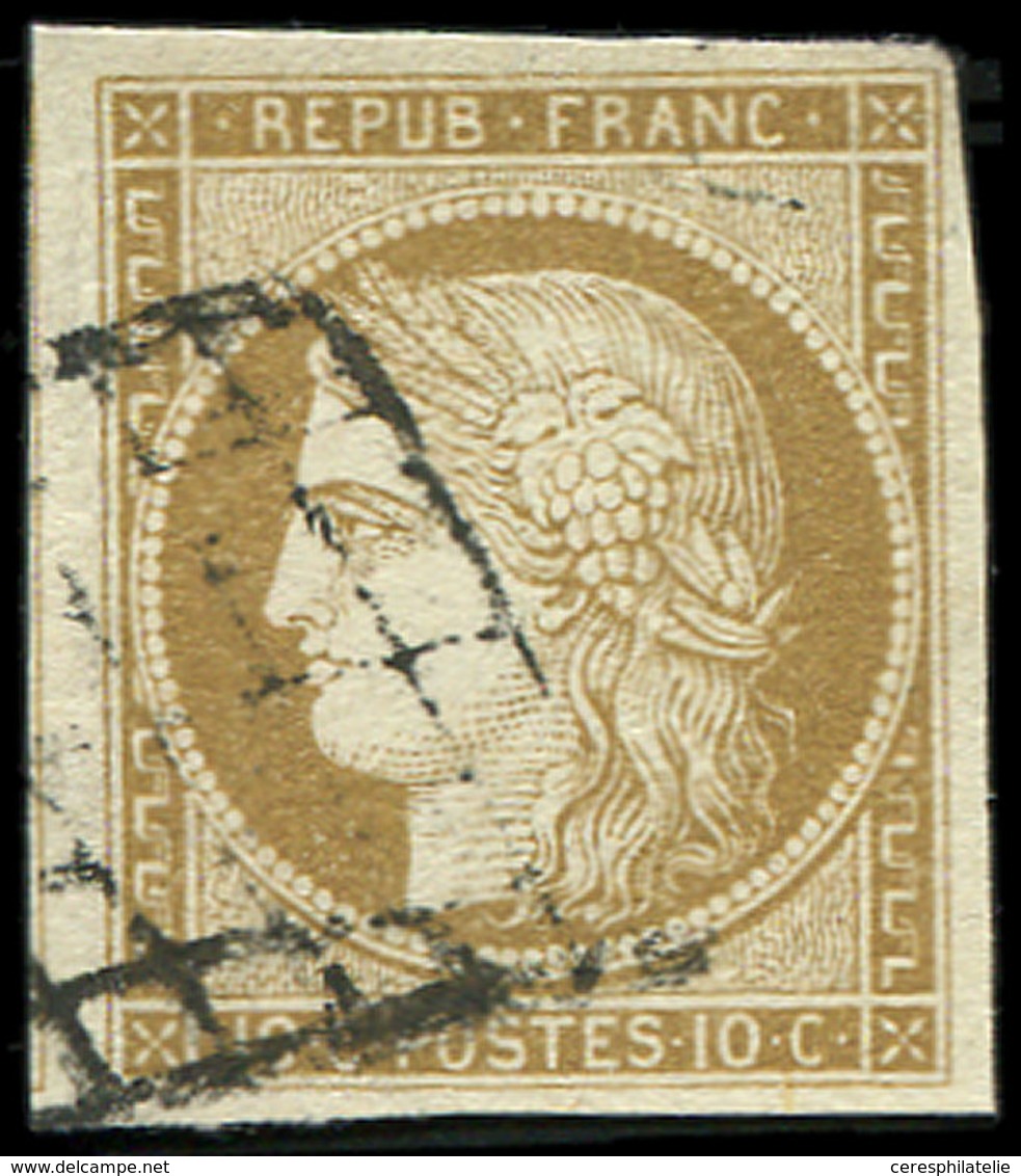 EMISSION DE 1849 - 1    10c. Bistre Jaune, Obl. GRILLE, TB - 1849-1850 Cérès