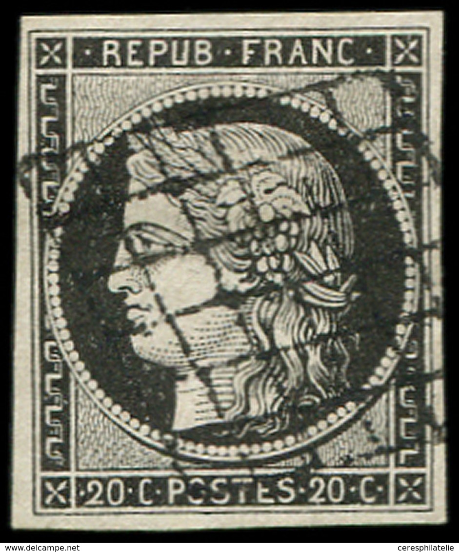 EMISSION DE 1849 - 3a   20c. Noir Sur Blanc, Oblitéré GRILLE, TTB - 1849-1850 Ceres