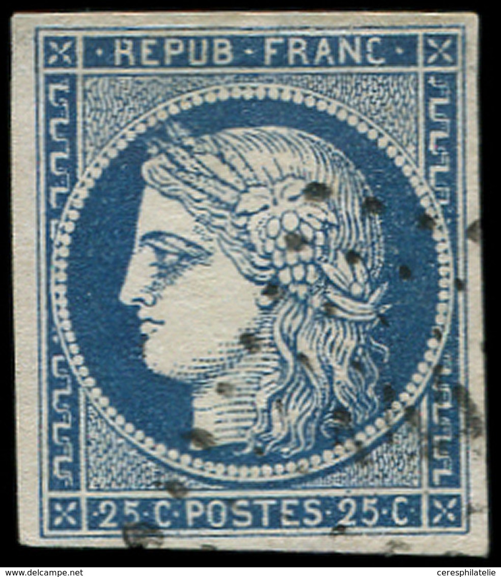 EMISSION DE 1849 - 4a   25c. Bleu Foncé, Obl. PC, Frappe Légère, Effigie Dégagée, TTB - 1849-1850 Ceres