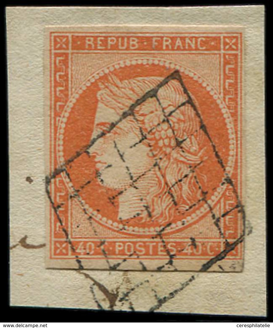 EMISSION DE 1849 - 5    40c. Orange, Oblitéré GRILLE S. Fragt, TB - 1849-1850 Ceres
