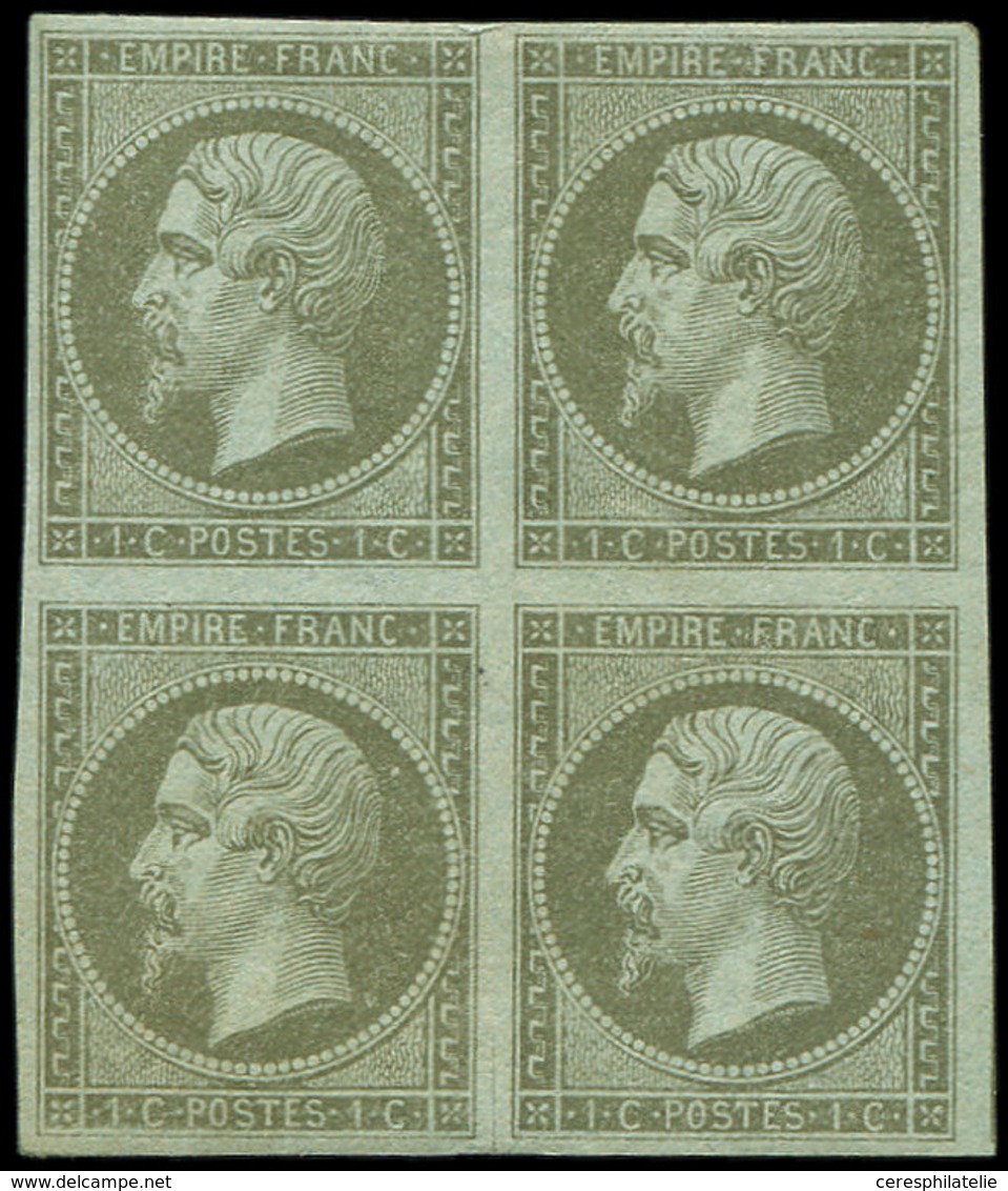 * EMPIRE NON DENTELE - 11    1c. Olive, BLOC De 4, TB - 1853-1860 Napoleon III