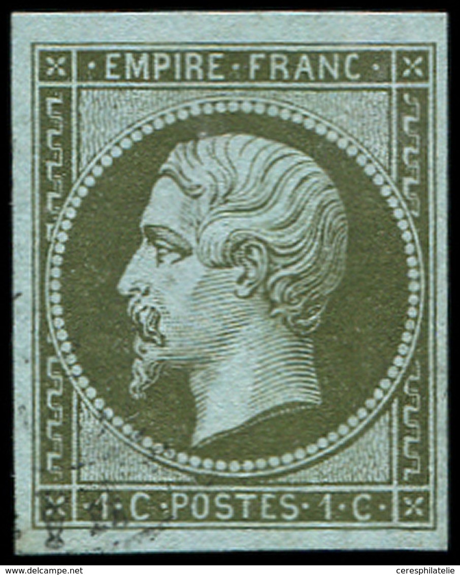 EMPIRE NON DENTELE - 11    1c. Olive, Obl. PC, Frappe Très Légère, Effigie Dégagée, TB/TTB - 1853-1860 Napoleon III