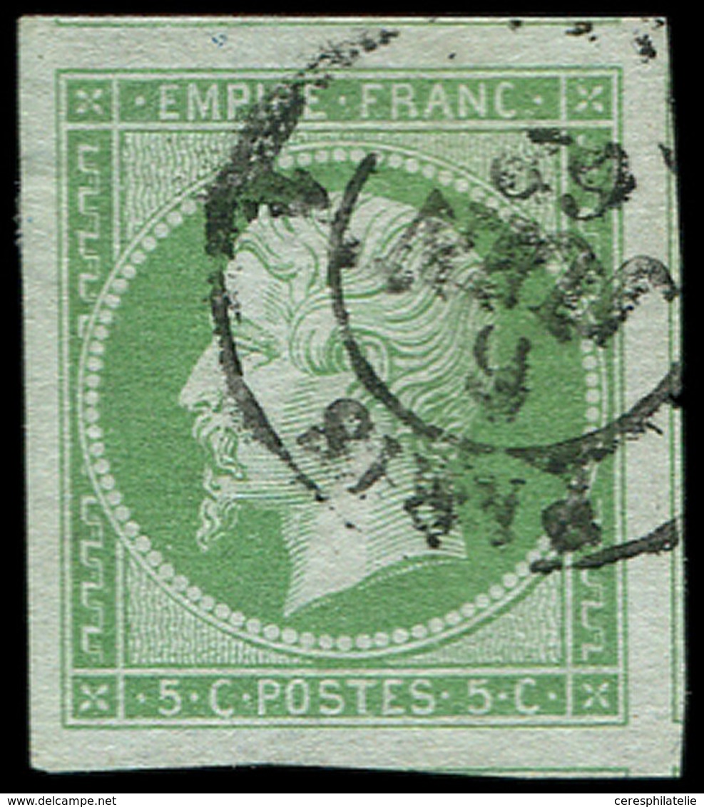 EMPIRE NON DENTELE - 12    5c. Vert, Grandes Marges (4 Amorces De Voisins), Obl. Càd, Superbe - 1853-1860 Napoleon III