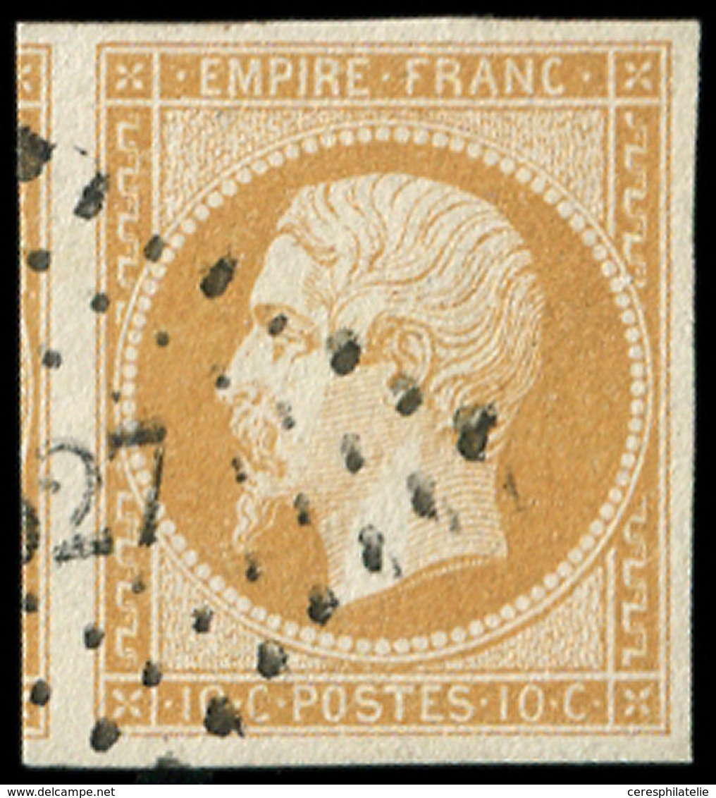 EMPIRE NON DENTELE - 13A  10c. Bistre, T I, Voisin à Gauche, Obl. PC, Frappe Superbe, TTB - 1853-1860 Napoleon III