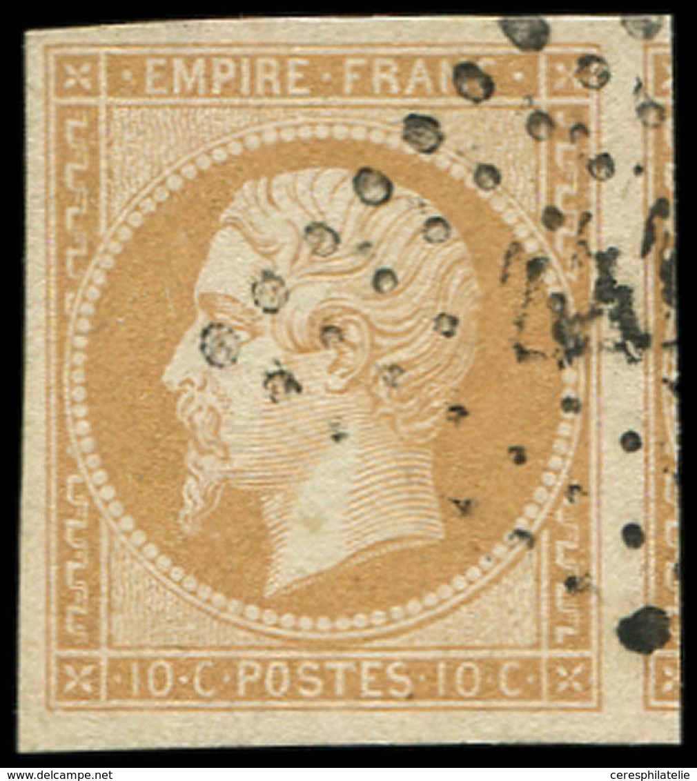 EMPIRE NON DENTELE - 13A  10c. Bistre, T I, Voisin à Droite, Obl. PC, TTB - 1853-1860 Napoléon III