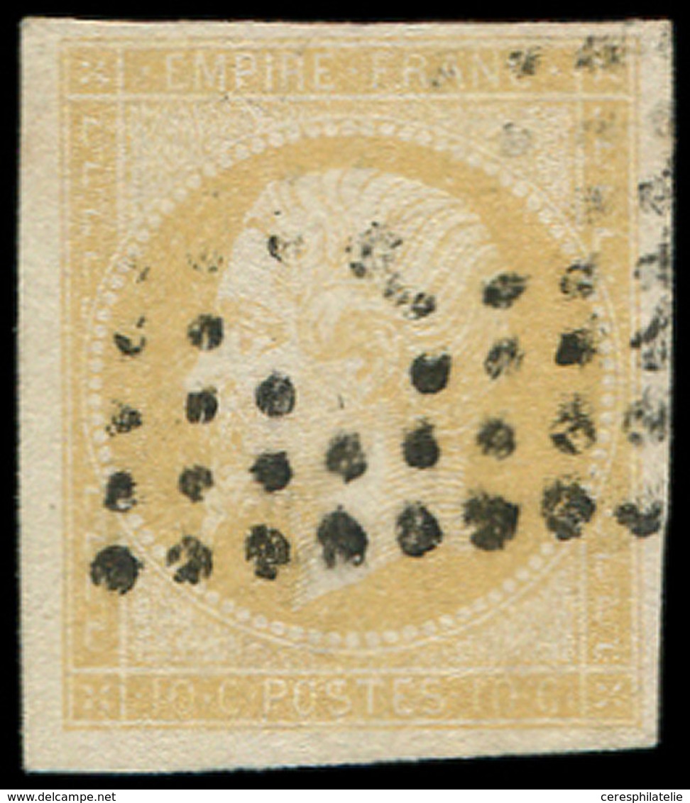 EMPIRE NON DENTELE - 13Al 10c. Citron, Impression Défectueuse, Obl. Los. J, TB/TTB - 1853-1860 Napoleon III