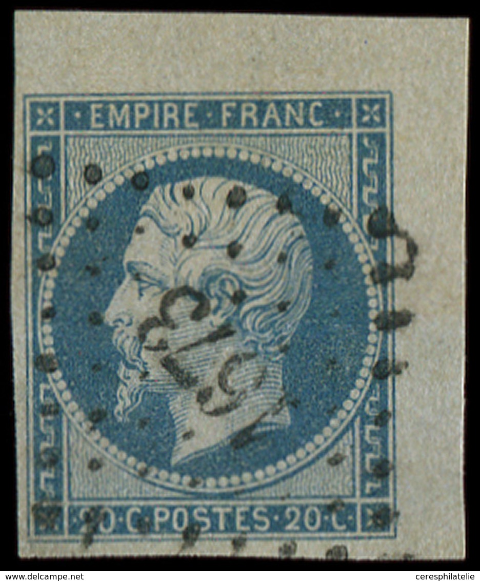 EMPIRE NON DENTELE - 14A  20c. Bleu, T I, Petit Cdf, Obl. GC 673, Superbe - 1853-1860 Napoléon III