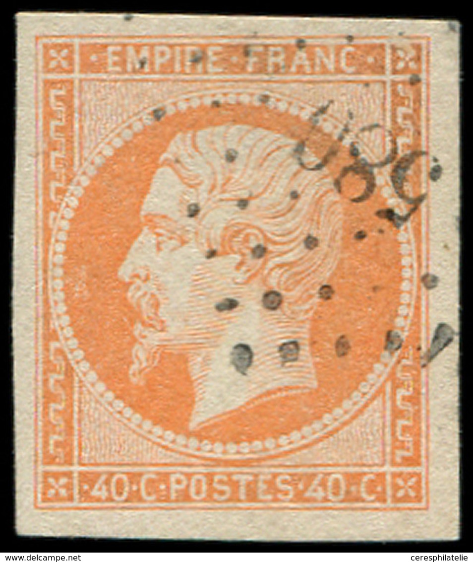 EMPIRE NON DENTELE - 16   40c. Orange, Nuance Pâle, Obl. PC 580, Frappe Légère, Belles Marges, TTB/Superbe - 1853-1860 Napoleon III