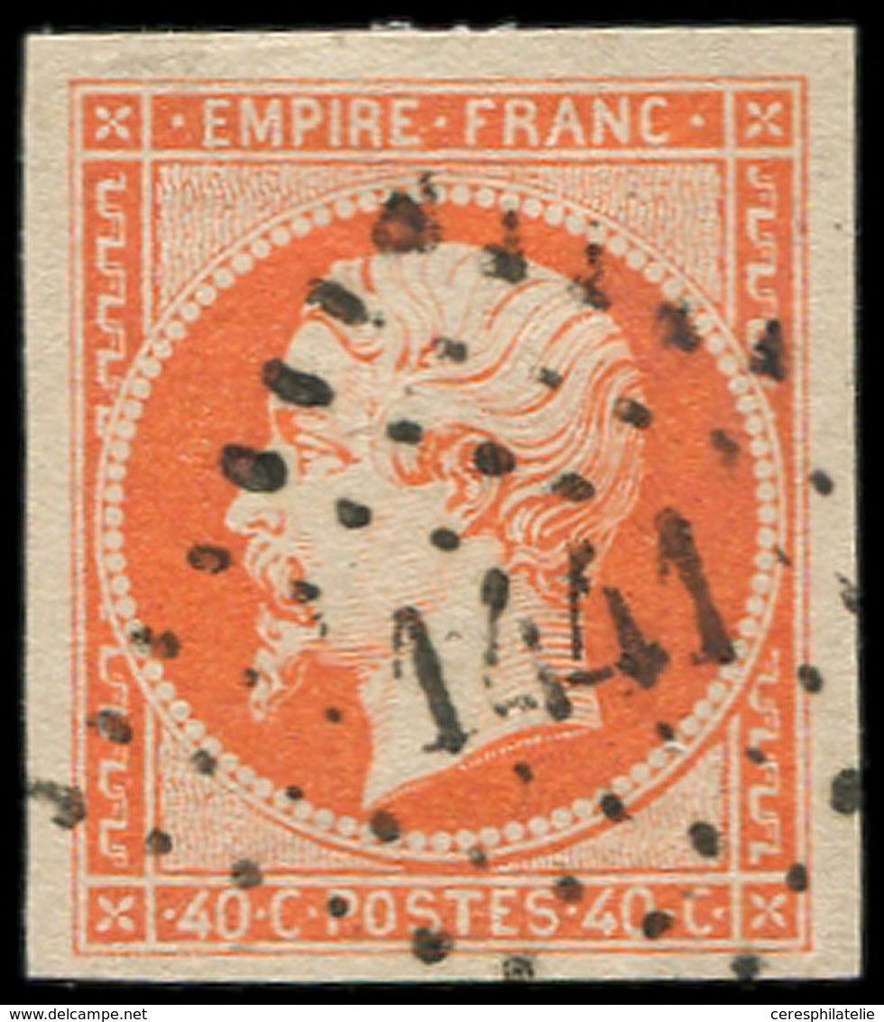 EMPIRE NON DENTELE - 16a  40c. Orange Vif, Obl. PC 1441, Superbe - 1853-1860 Napoléon III