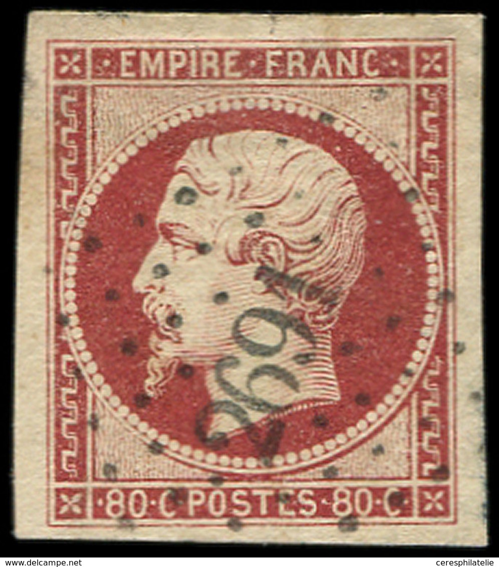 EMPIRE NON DENTELE - 17A  80c. Carmin, Belles Marges, Obl. PC 2691, Frappe Superbe, TTB - 1853-1860 Napoleon III