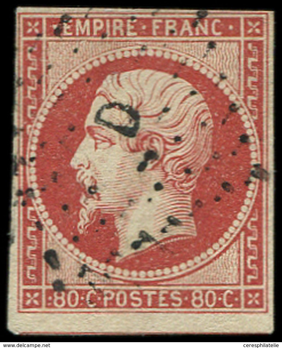 EMPIRE NON DENTELE - 17Ad 80c. VERMILLONNE, Obl. Los. D Bâton, Clair, Aspect TB - 1853-1860 Napoleon III