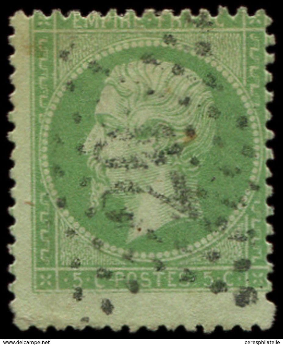 EMPIRE DENTELE - 20    5c. Vert, Obl. Etoile 20, Petit PIQUAGE à CHEVAL En Bas De Feuille, TB - 1862 Napoleon III