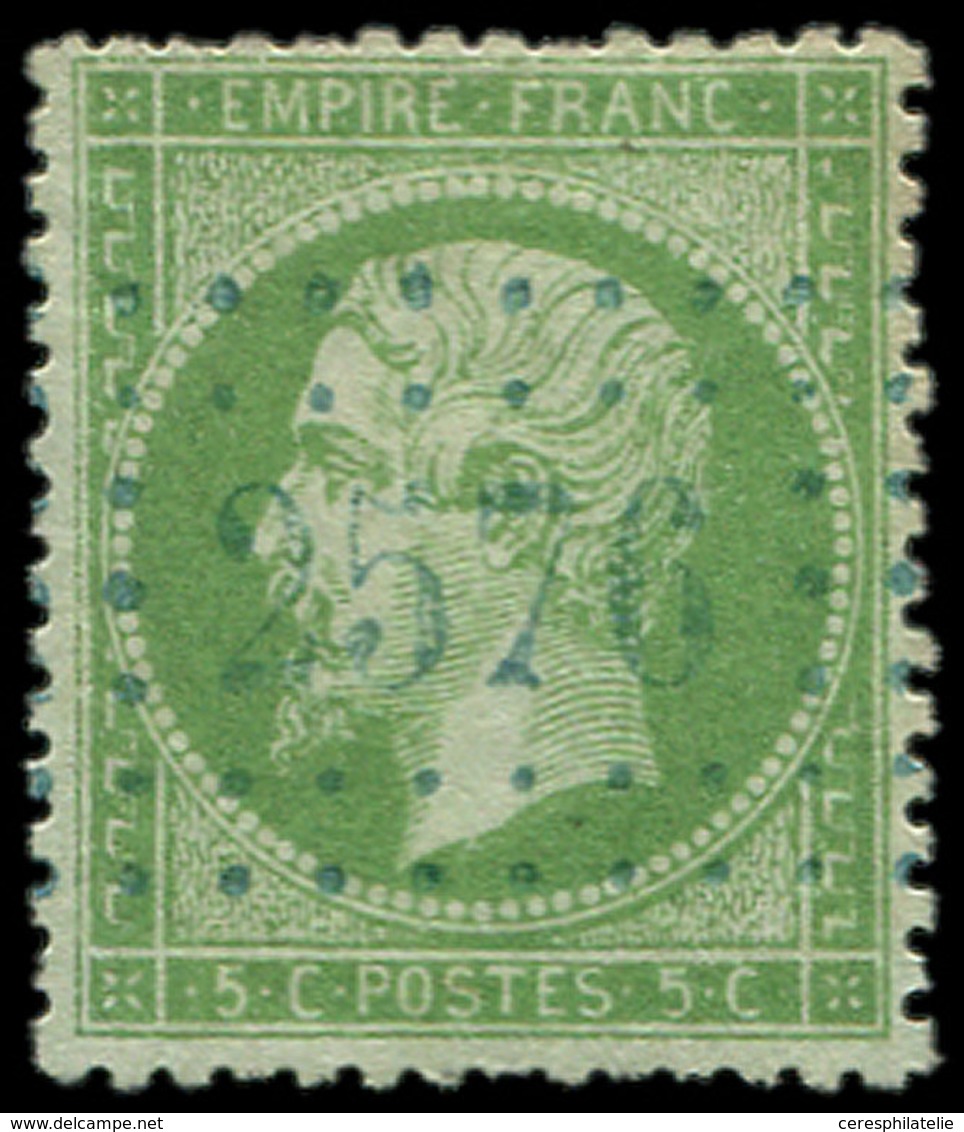 EMPIRE DENTELE - 20    5c. Vert, Obl. PC Bleu (fiscale), Frappe TTB - 1862 Napoleon III