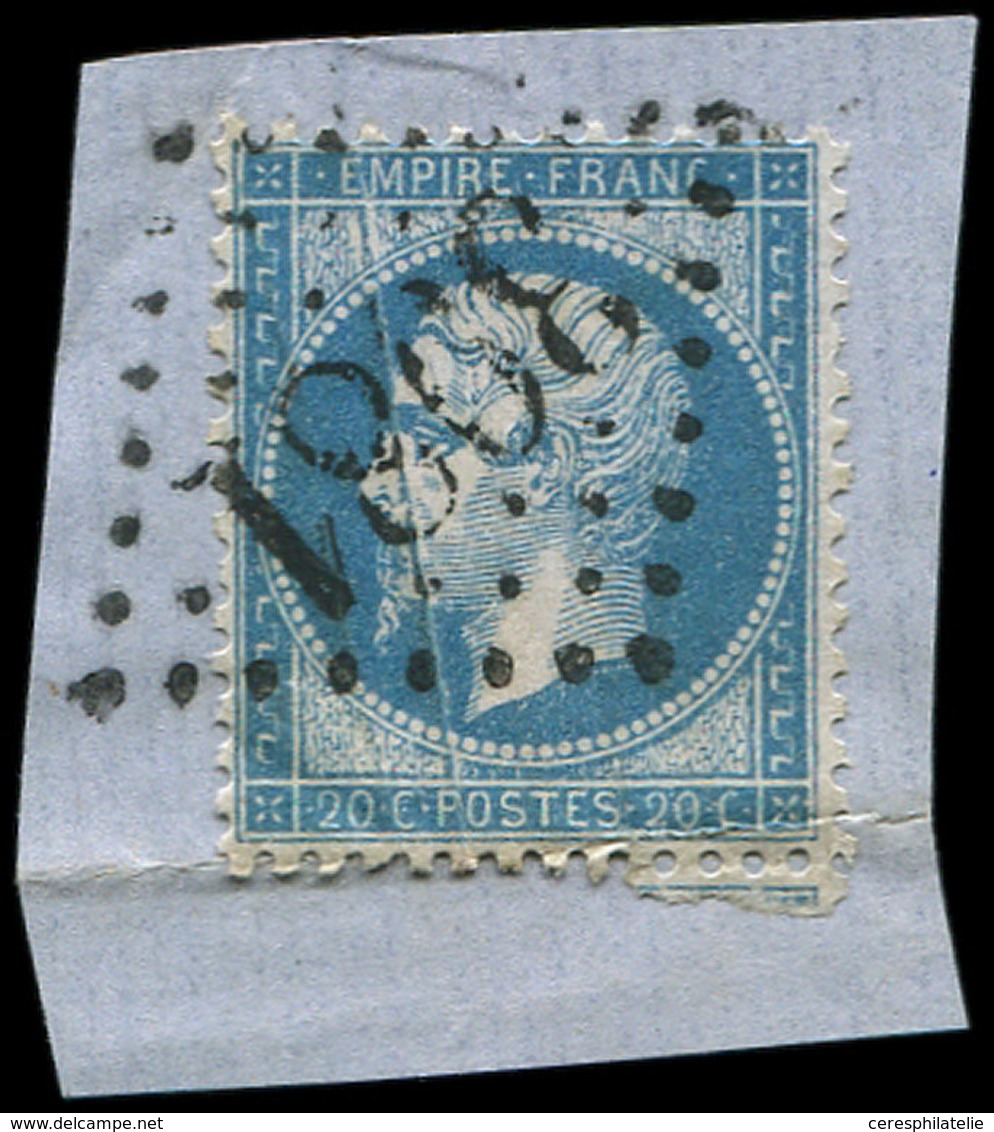 EMPIRE DENTELE - 22   20c. Bleu, Petit Pli Accordéon, Obl. GC 3981 S. Fragt, Petite Fente, Aspect TB - 1862 Napoléon III